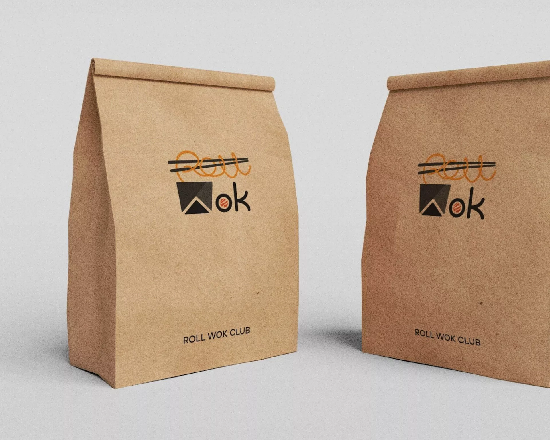 Создание дизайна упаковки суши-бара «Roll Wok Club» в Теберде